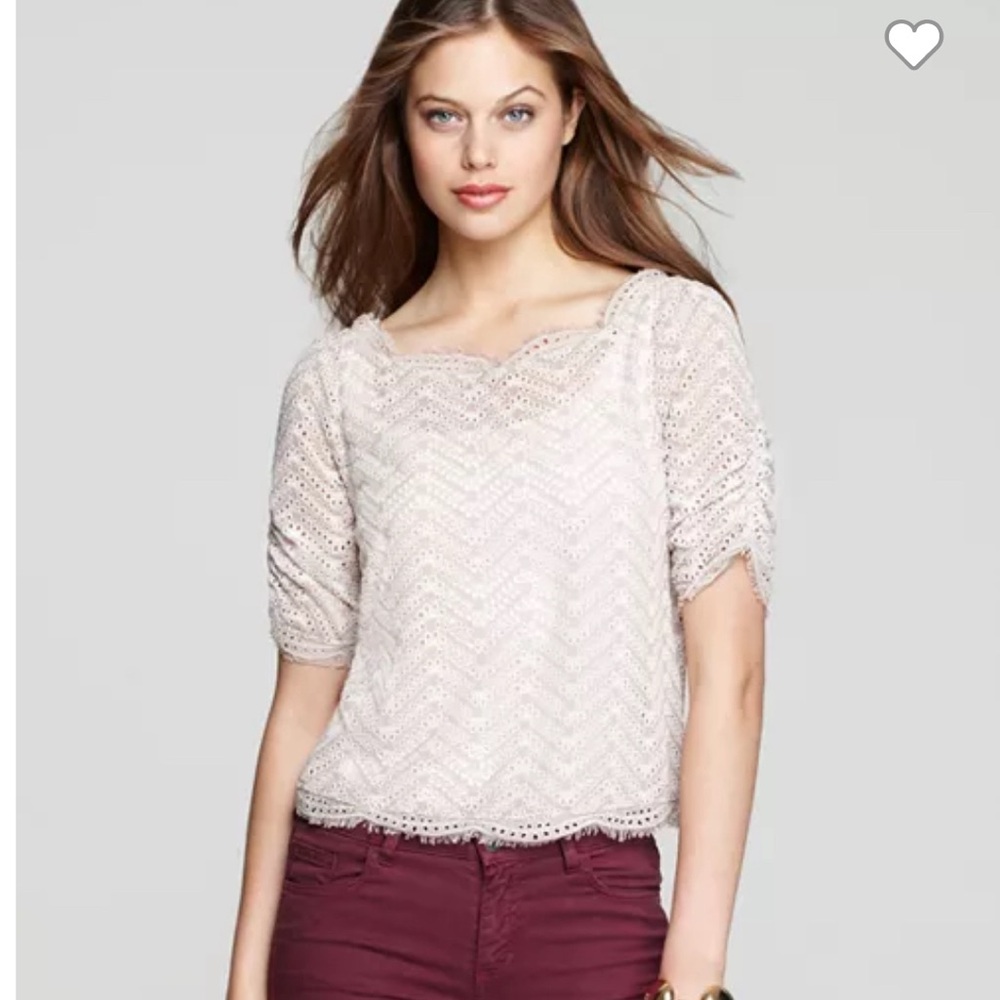 Joie Fanny B  Tan Eyelet top